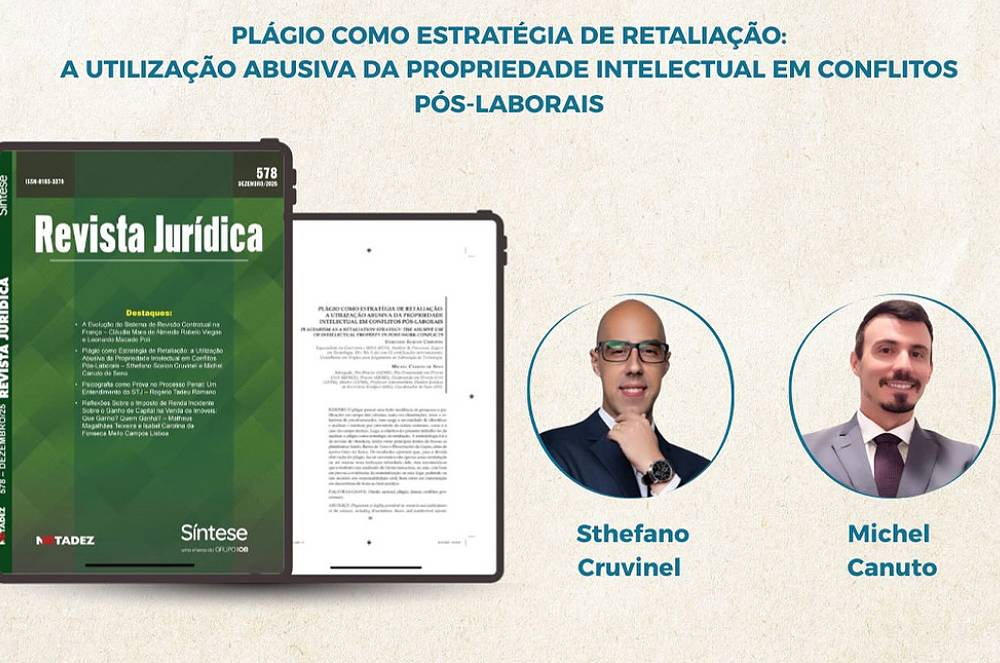 Com pesquisa sobre plágio, Sthefano Cruvinel assina artigo na Revista Jurídica Síntese