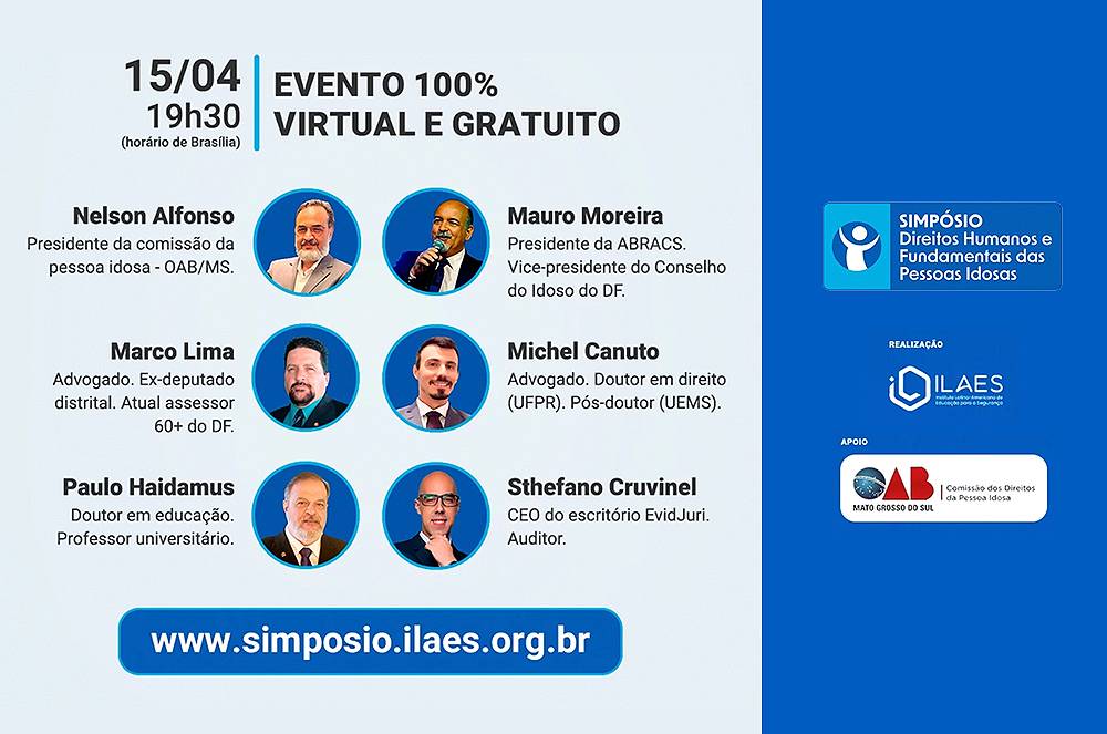 Sthefano Cruvinel participará do Simpósio sobre "Direitos Humanos e Fundamentais das Pessoas Idosas"