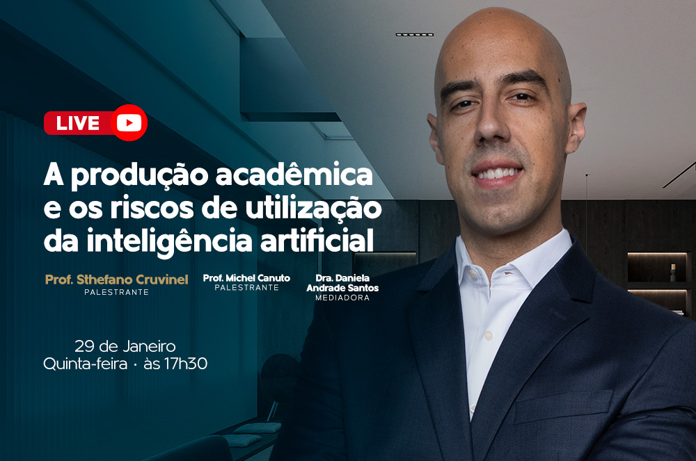 Sthefano Cruvinel participa de live da Revista Fator Jurídico sobre os riscos do uso da Inteligência Artificial na produção acadêmica