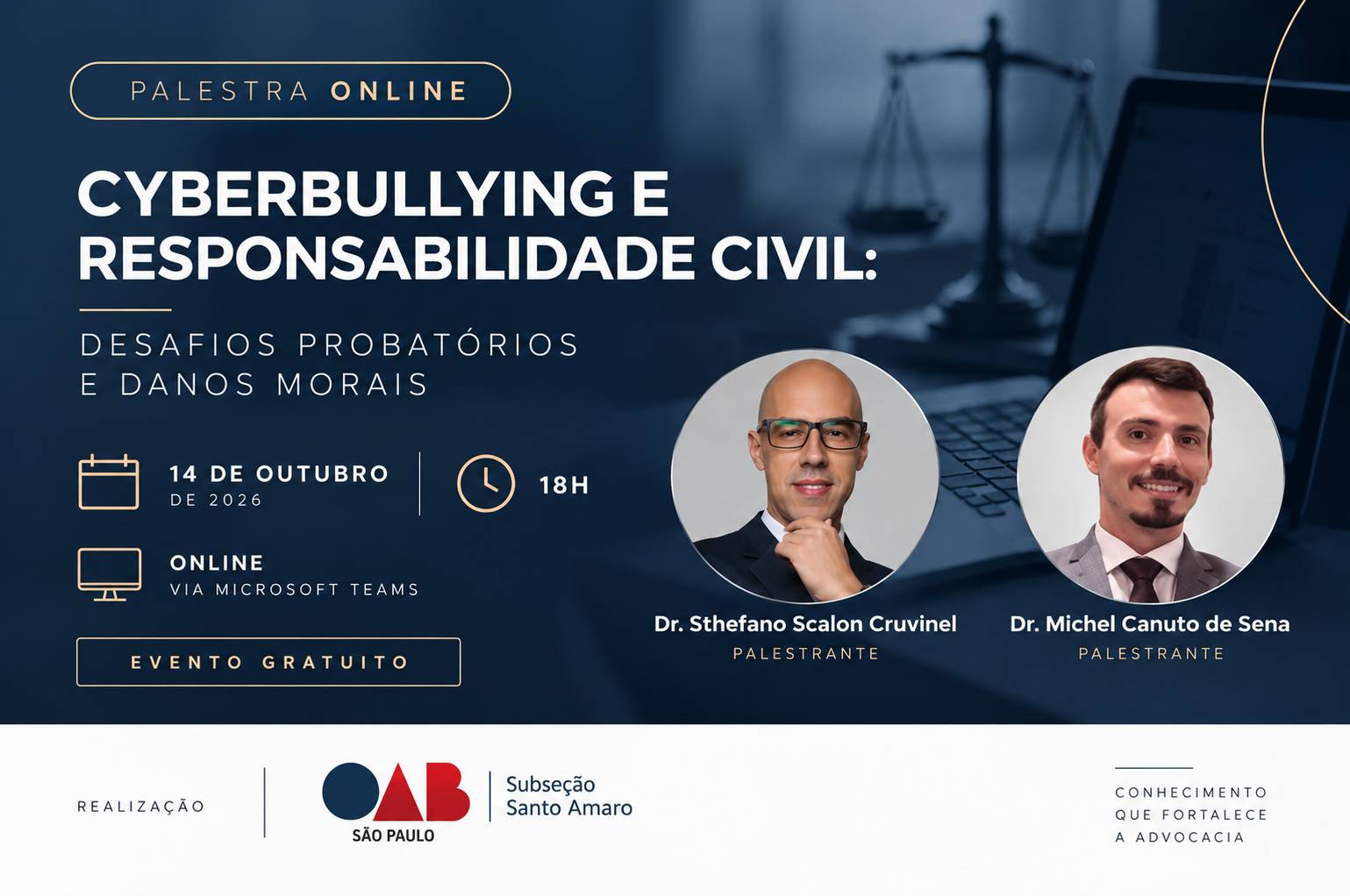 Sthefano Cruvinel participa de palestra sobre Cyberbullying e Responsabilidade Civil na OAB Santo Amaro